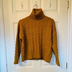 Cable Knit Turtleneck Sweater - Mustard